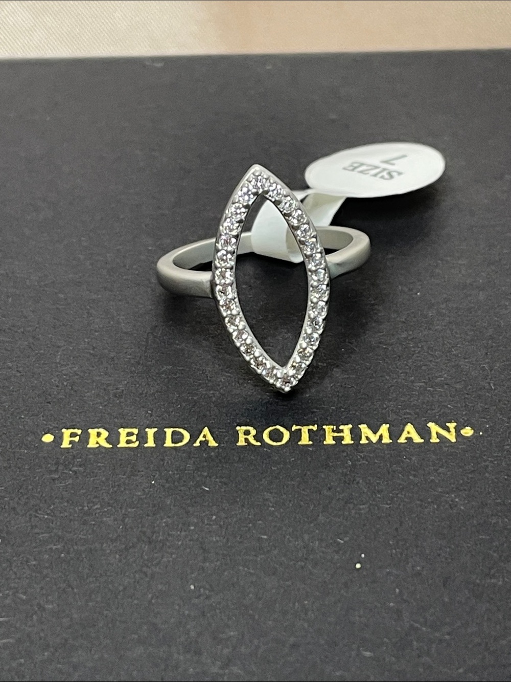 Freida Rothman Sterling Silver Marquise Negative Space Ring Size 7 $175 MSRP